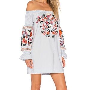 Free people fleur de jour embroidered blue dress
